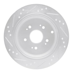Acura RDX Brake Rotor (1) - Rear Right - R1 Concepts - Drilled & Slotted - Silver - `05-`18